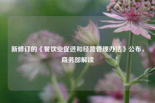 新修订的《餐饮业促进和经营管理办法》公布	，商务部解读  第1张