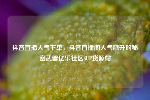 抖音直播人气下单	，抖音直播间人气飙升的秘密武器亿乐社区SUP货源站  第1张