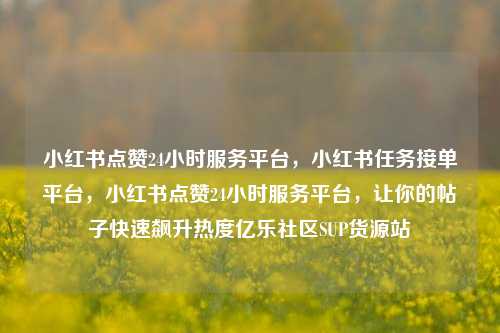 小红书点赞24小时服务平台，小红书任务接单平台，小红书点赞24小时服务平台	，让你的帖子快速飙升热度亿乐社区SUP货源站  第1张