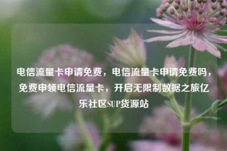 电信流量卡申请免费，电信流量卡申请免费吗，免费申领电信流量卡，开启无限制数据之旅亿乐社区SUP货源站