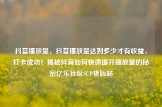 抖音播放量，抖音播放量达到多少才有收益，打卡成功！揭秘抖音如何快速提升播放量的秘密亿乐社区SUP货源站