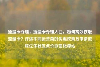 流量卡办理，流量卡办理入口，如何高效获取流量卡？详述不同运营商的优惠政策及申请流程亿乐社区低价自营货源站