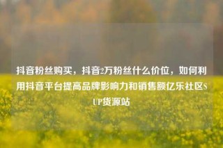 抖音粉丝购买，抖音2万粉丝什么价位，如何利用抖音平台提高品牌影响力和销售额亿乐社区SUP货源站