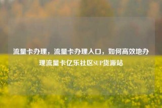 流量卡办理，流量卡办理入口，如何高效地办理流量卡亿乐社区SUP货源站