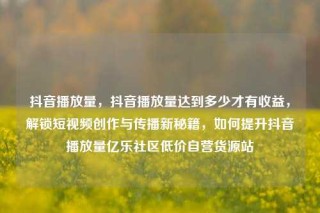 抖音播放量，抖音播放量达到多少才有收益，解锁短视频创作与传播新秘籍，如何提升抖音播放量亿乐社区低价自营货源站