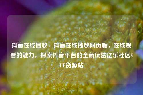 抖音在线播放，抖音在线播放网页版	，在线观看的魅力，探索抖音平台的全新玩法亿乐社区SUP货源站  第1张