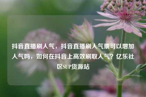抖音直播刷人气，抖音直播刷人气票可以增加人气吗，如何在抖音上高效刷取人气？亿乐社区SUP货源站  第1张