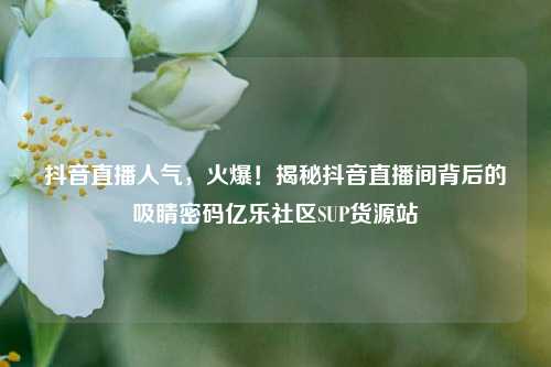 抖音直播人气，火爆！揭秘抖音直播间背后的吸睛密码亿乐社区SUP货源站  第1张